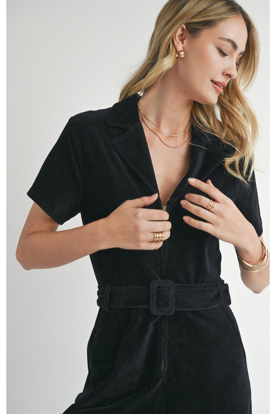 Cold Brew Crew Corduroy Black Jumpsuit