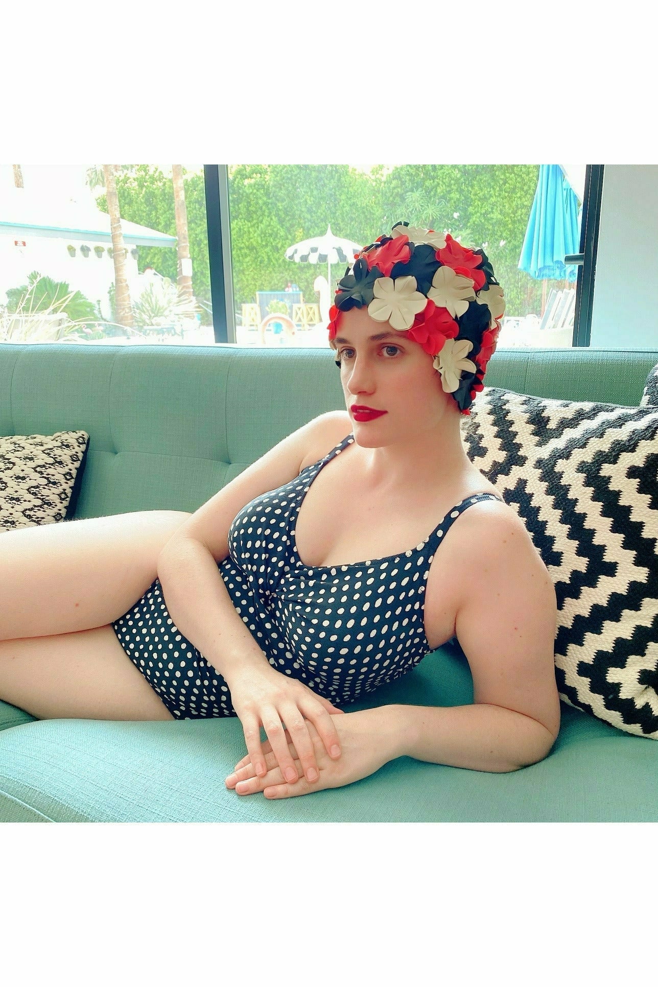 1950's Retro Floral Swim Caps
