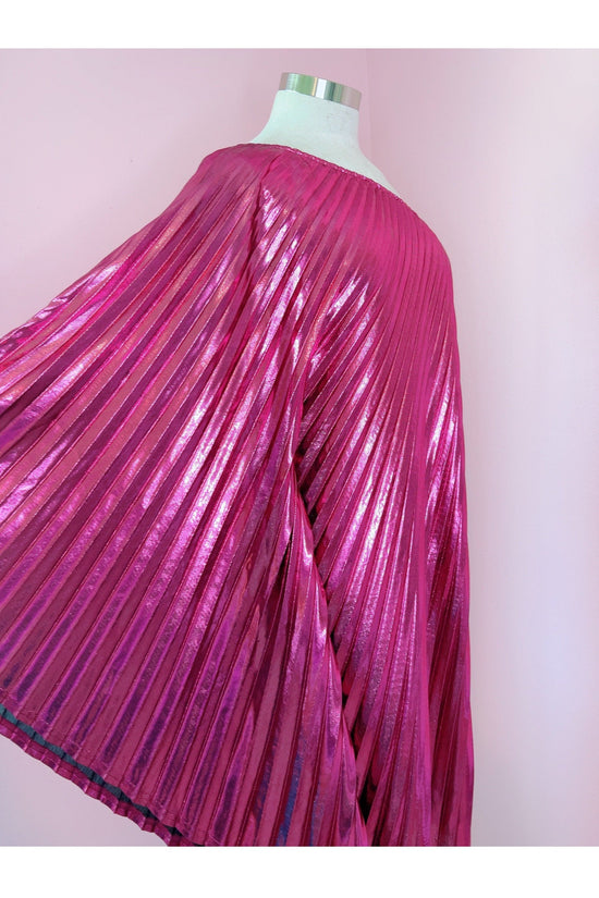 Vibrant Pink Metallic One Shoulder Designer Dress